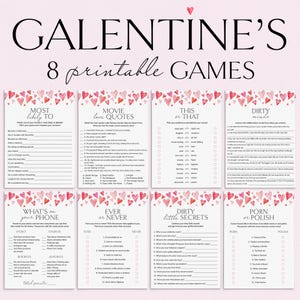 Pink Heart Galentines Day Games Printable Adult Galentines Party Games Girls Night In Games Galentines Brunch Table Games Dirty Minds PH1