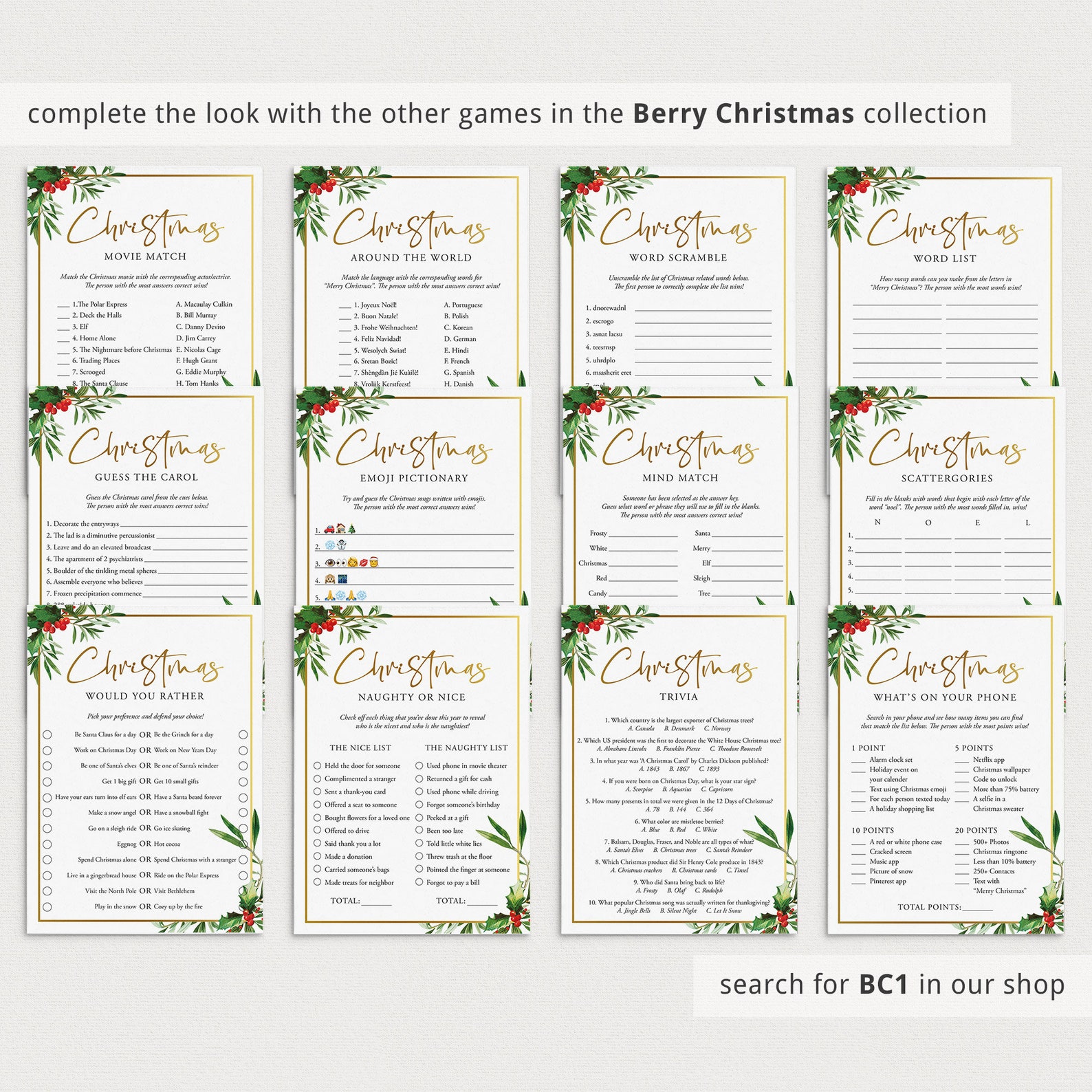 Christmas Trivia Printable Christmas Quiz Fun Facts About - Etsy