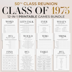 50th Class Reunion Games Printable Class of 1975 Reunion Party Games 50th High School Reunion 50 Year Class of 1975 Trivia 50th Reunion MB2