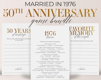 50th Anniversary Party Games Bundle Married in 1976 Trivia Printable 1976 Anniversary Games Gold Anniversary Wishes 50 Years of Marriage MB2