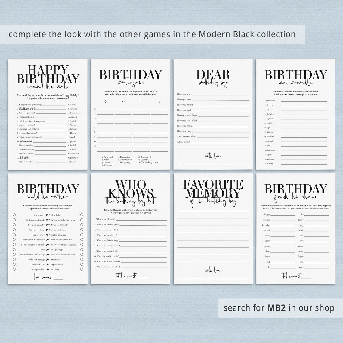 80th Birthday Games for Men Printable 80th Birthday Party Game - Etsy