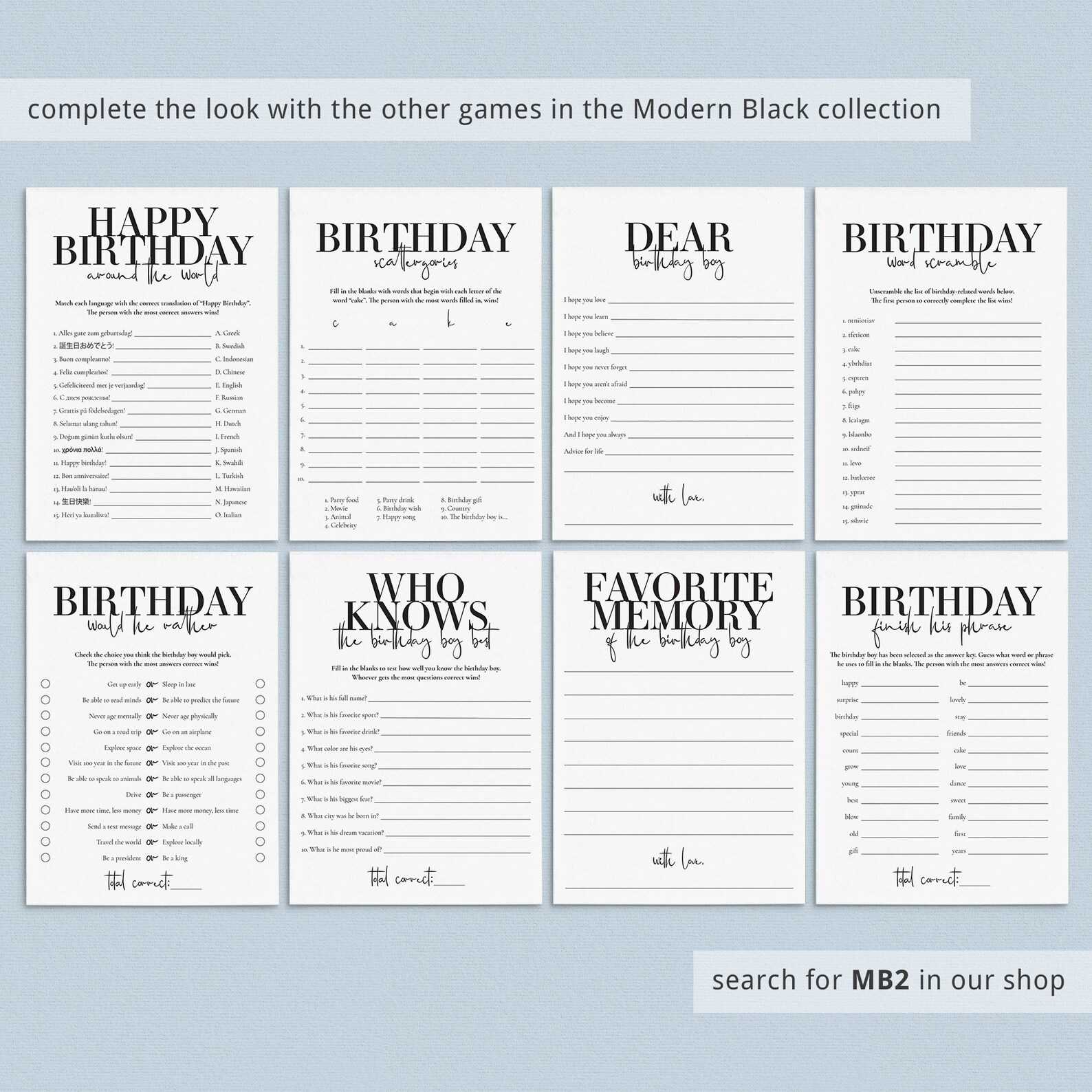 80th Birthday Games for Men Printable 80th Birthday Party Game - Etsy