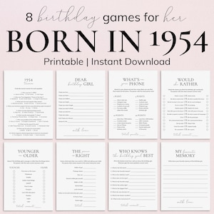 Born in 1954 71st Birthday Party Games for Women Minimal Birthday Games Turning 71 Years Old 71st Birthday Celebration Games for Family PP2