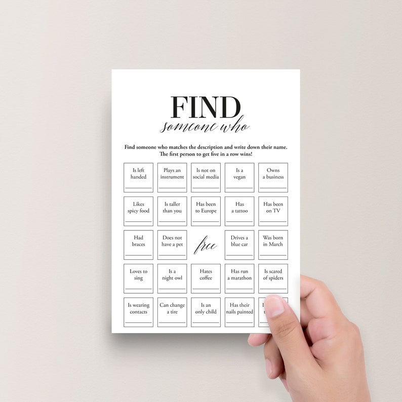 Icebreaker Bingo Find Someone Who Printable Icebreaker Cards - Etsy