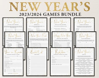 New Years Games Printable New Year's Eve Game Bundle New Year Party Games Family New Years Party Holiday Trivia New Years Kids and Adult BG2