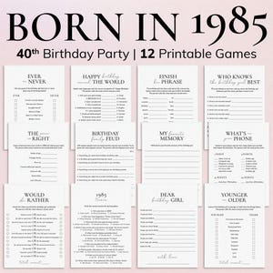 40th Birthday Games Bundle for Her Born in 1985 40th Birthday Party Gift Ideas 40 Birthday Trivia 1985 Price is Right 40 Years Old Woman PP2
