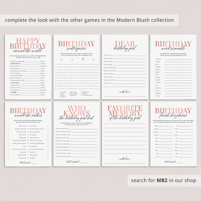 50th Birthday Games For Her Printable Adult Birthday Party Etsy Singapore