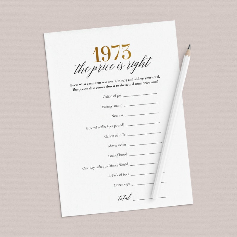 50th Anniversary Party Games Printable Married in 1973 Games Etsy