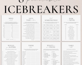 Ice Breaker Games Bundle Printable Icebreakers Dinner Party Games Get To Know You Games Human Bingo Find Someone Who Games for Adults PP2