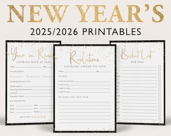 New Year&#39;s Printables 2025 Year In Review 2026 Resolutions New Year&#39;s Activity Family New Years Ideas 2025 Reflection Cards Time Capsule BG2