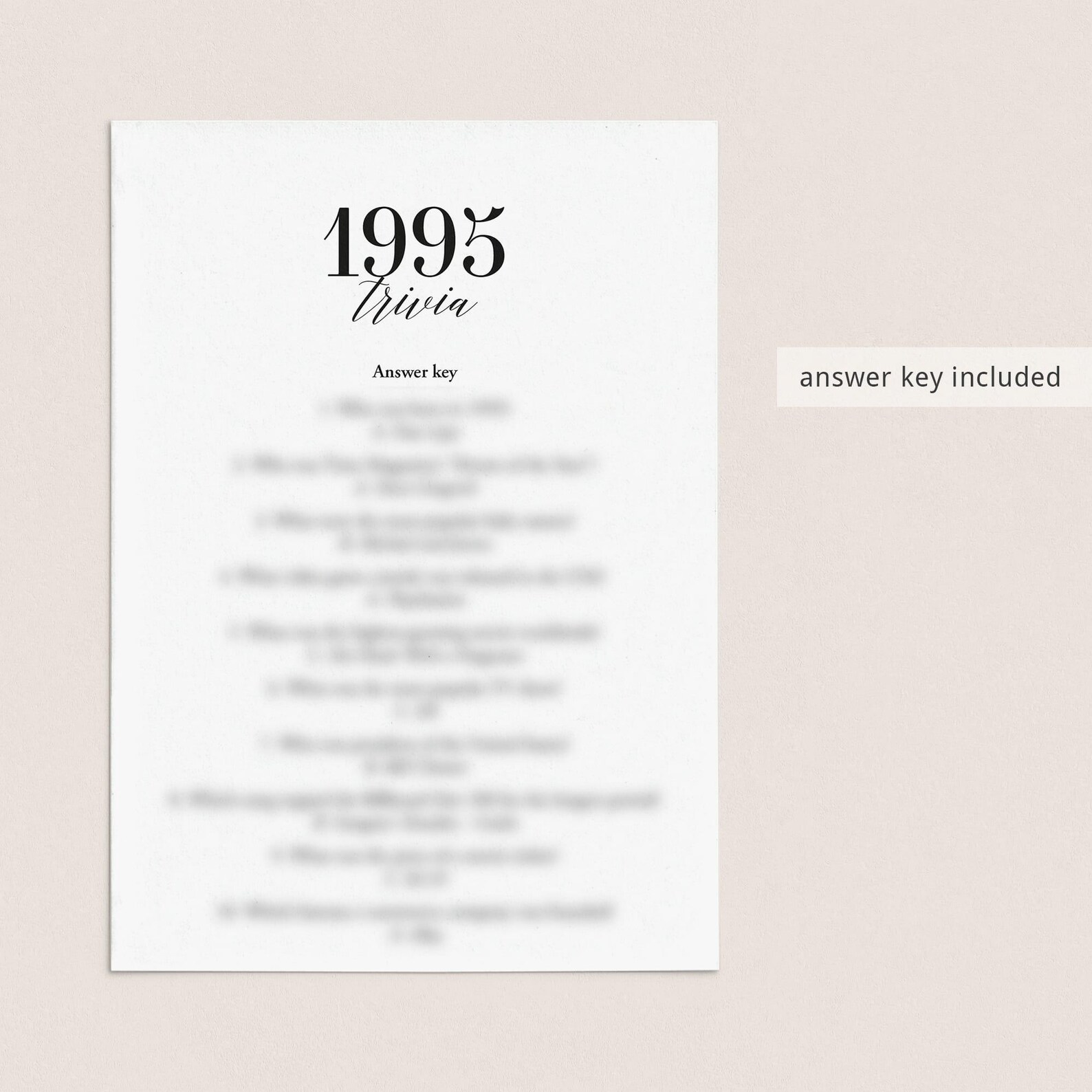 1995 Trivia Printable 31st Birthday Party Quiz Game Back to the 90s ...