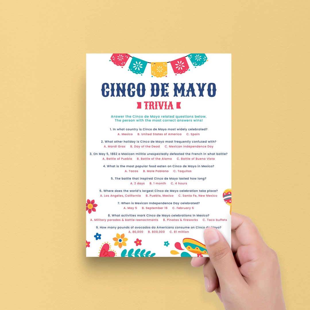 Cinco De Mayo Quiz Printable Mexican Party Trivia Mayo Cinco De Mayo ...
