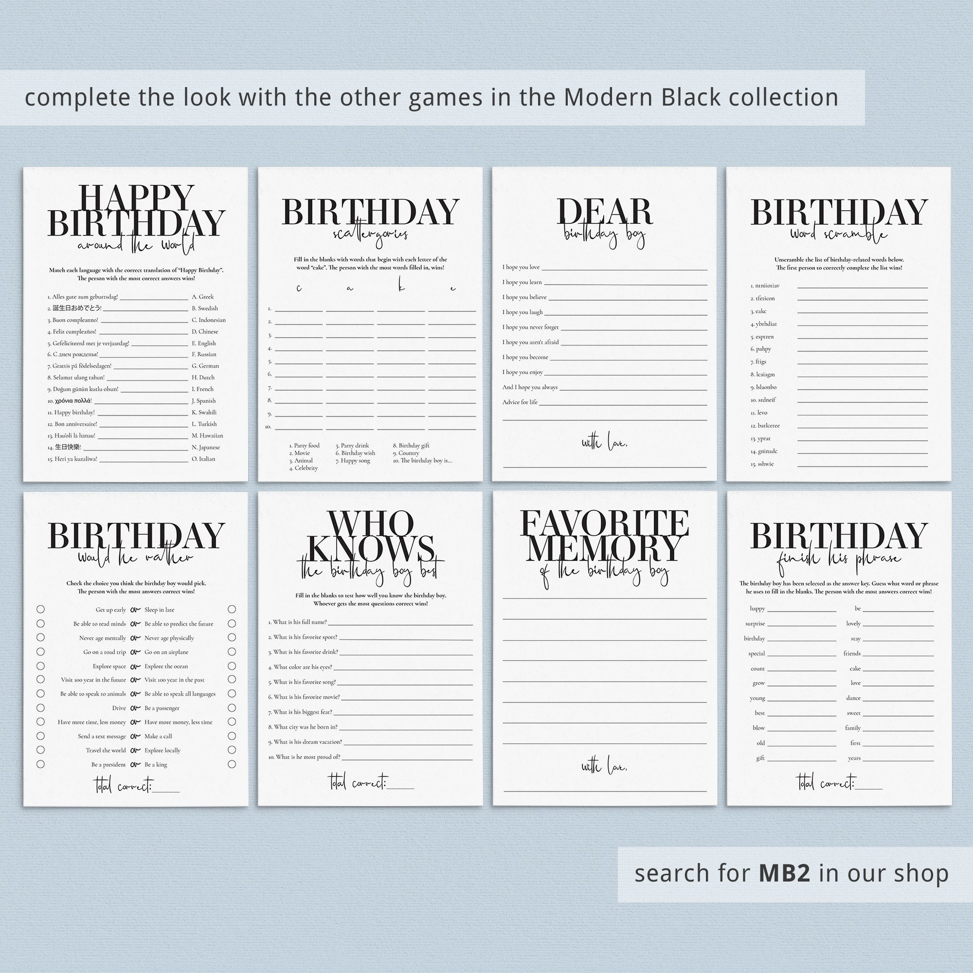 Would He Rather Birthday Game For Him Printable Fun Birthday Etsy