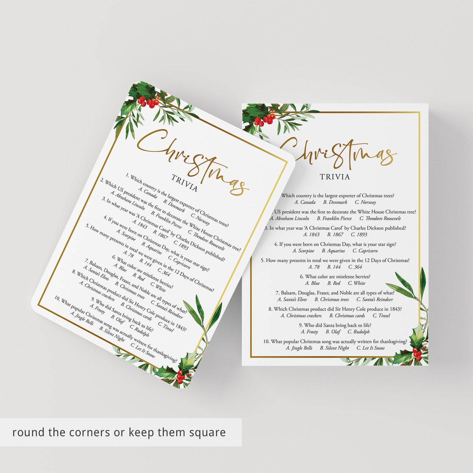 Christmas Trivia Printable Christmas Quiz Fun Facts About - Etsy