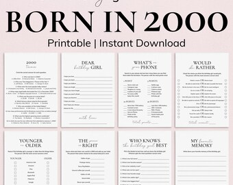 2000 Birthday Games for Her Printable, Happy 26th Birthday Party Game Bundle, Instant Download MB2