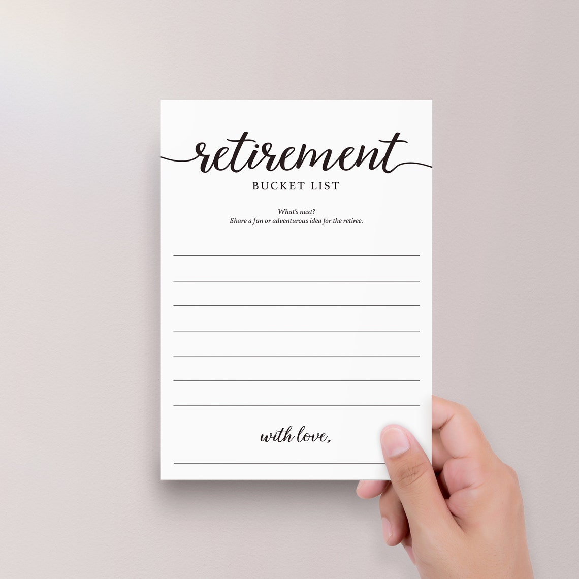 Retirement Bucket List Cards Printable Minimal Calligraphy Etsy