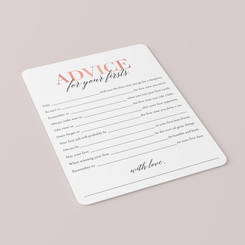 Girl First Birthday Advice Cards Printable Advice for the One Etsy