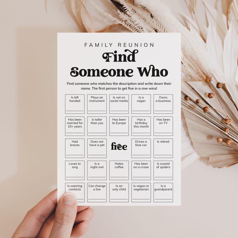 Family Reunion Games Printable Family Party Games Fun Family Reunion Icebreaker Games for Adults and Kids Family Bingo Family Game Night MV1 image 2