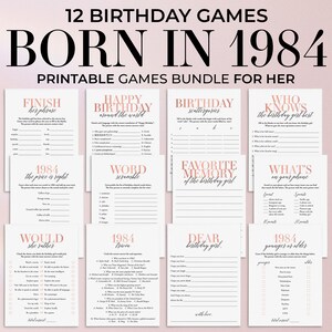 41st Birthday Games for Women Born in 1984 Adult Birthday Game for Her 41 Birthday Game Bundle Blush 41st 1984 Birthday Instant Download MB2