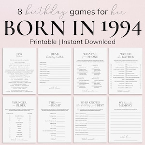 Born in 1994 31st Birthday Games for Woman Fun 31 Birthday Party Games Turning 31 Birthday Dinner for Her 31st Birthday Wish Cards Women PP2