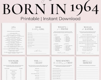 Born in 1964 61st Birthday Party Games for Women Minimal Birthday Games Turning 61 Years Old 61st Birthday Celebration Games for Family PP2