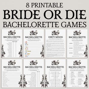 Bride or Die Bachelorette Printables Til Death Do Us Party Bachelorette Party Games Halloween Bride Games RIP Single Life Goth Hen Night FS1