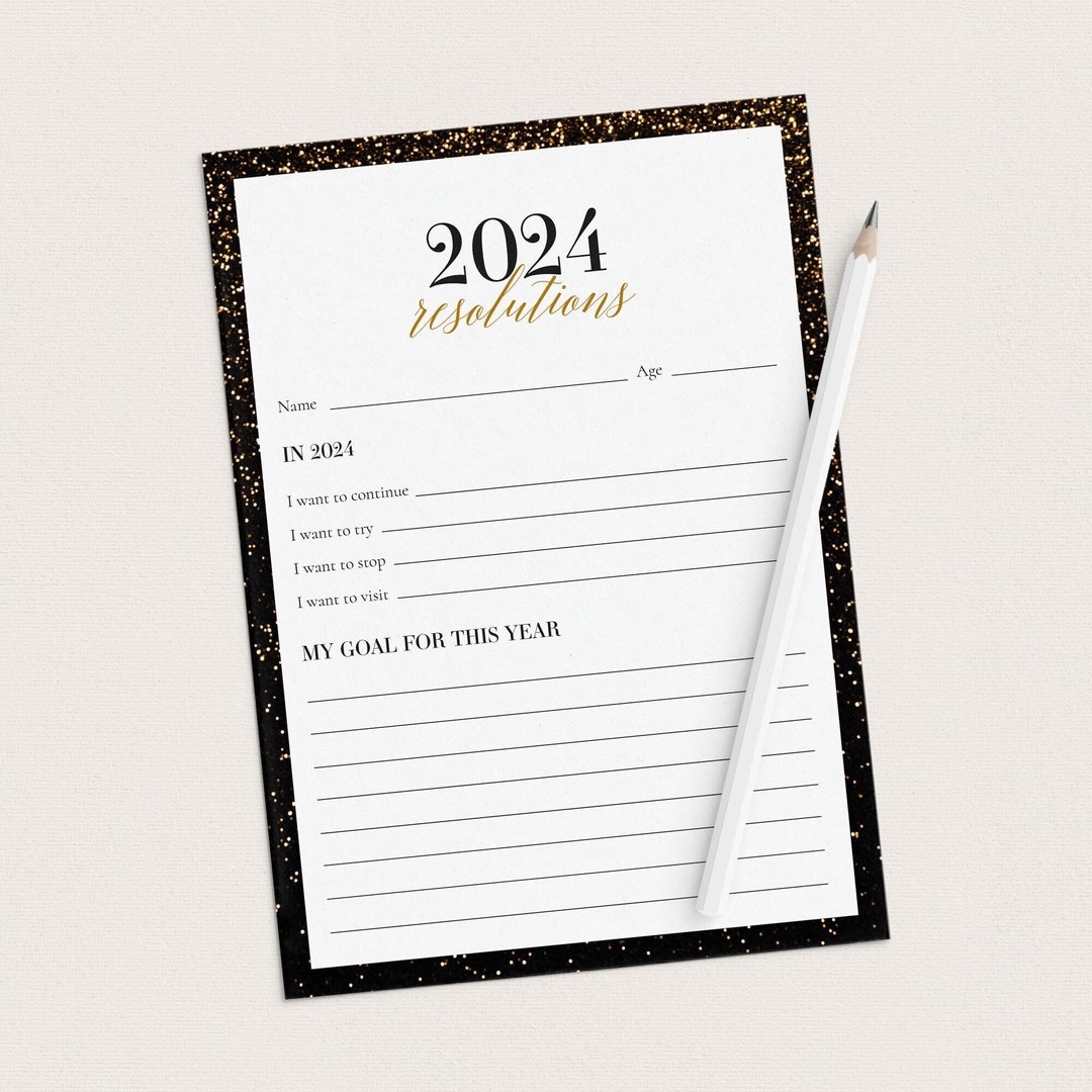 New Years Resolutions Printable 2024 Goals List PDF Download Etsy