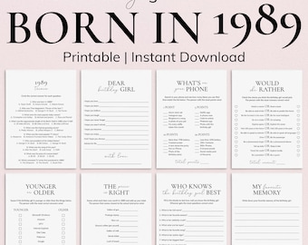 Born in 1989 37th Birthday Games for Woman Fun 37 Birthday Party Games Turning 37 Birthday Dinner for Her 37th Birthday Wish Cards Women PP2