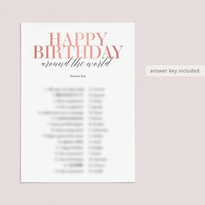 Peut inclure: Jeu imprimable Joyeux anniversaire autour du monde avec une cl&eacute; de r&eacute;ponse. Le jeu pr&eacute;sente une liste de pays et leurs traditions d'anniversaire correspondantes.