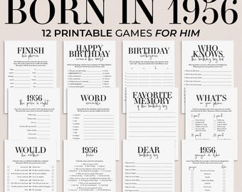 70th Birthday Games for Him Born in 1956 Fun Adult Birthday Games 70th Man Birthday Party Games for Dad's 70th Bday Back in 1956 Games MB2