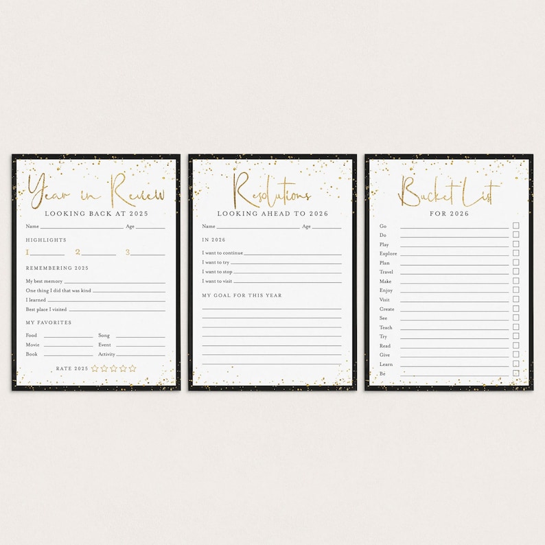 New Year's Printables 2025 Year In Review 2026 Resolutions New Year's Activity Family New Years Ideas 2025 Reflection Cards Time Capsule BG2 Bild 8