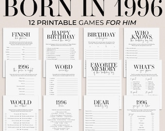 30th Birthday Games Bundle for Him Born in 1996 30th Birthday Party Gift Ideas 30 Birthday Trivia 1996 Price is Right 30 Years Old Guy MB2