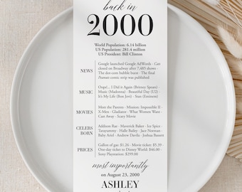 26th Birthday Decor, Back in 2000 Cards, Printable (Digital Download)