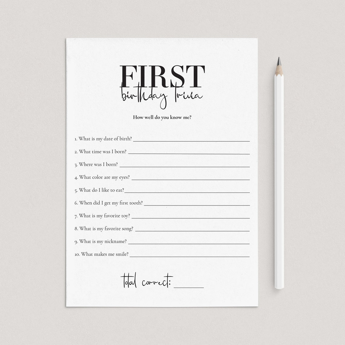 Baby's First Birthday Party Game Printable 1st Birthday | Etsy