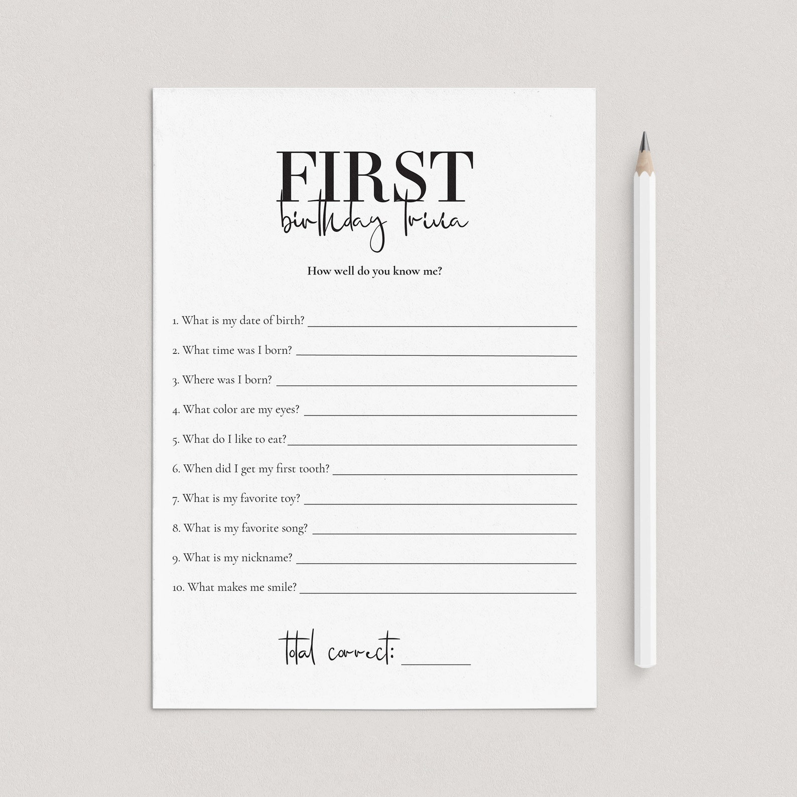 Baby's First Birthday Party Game Printable 1st Birthday | Etsy