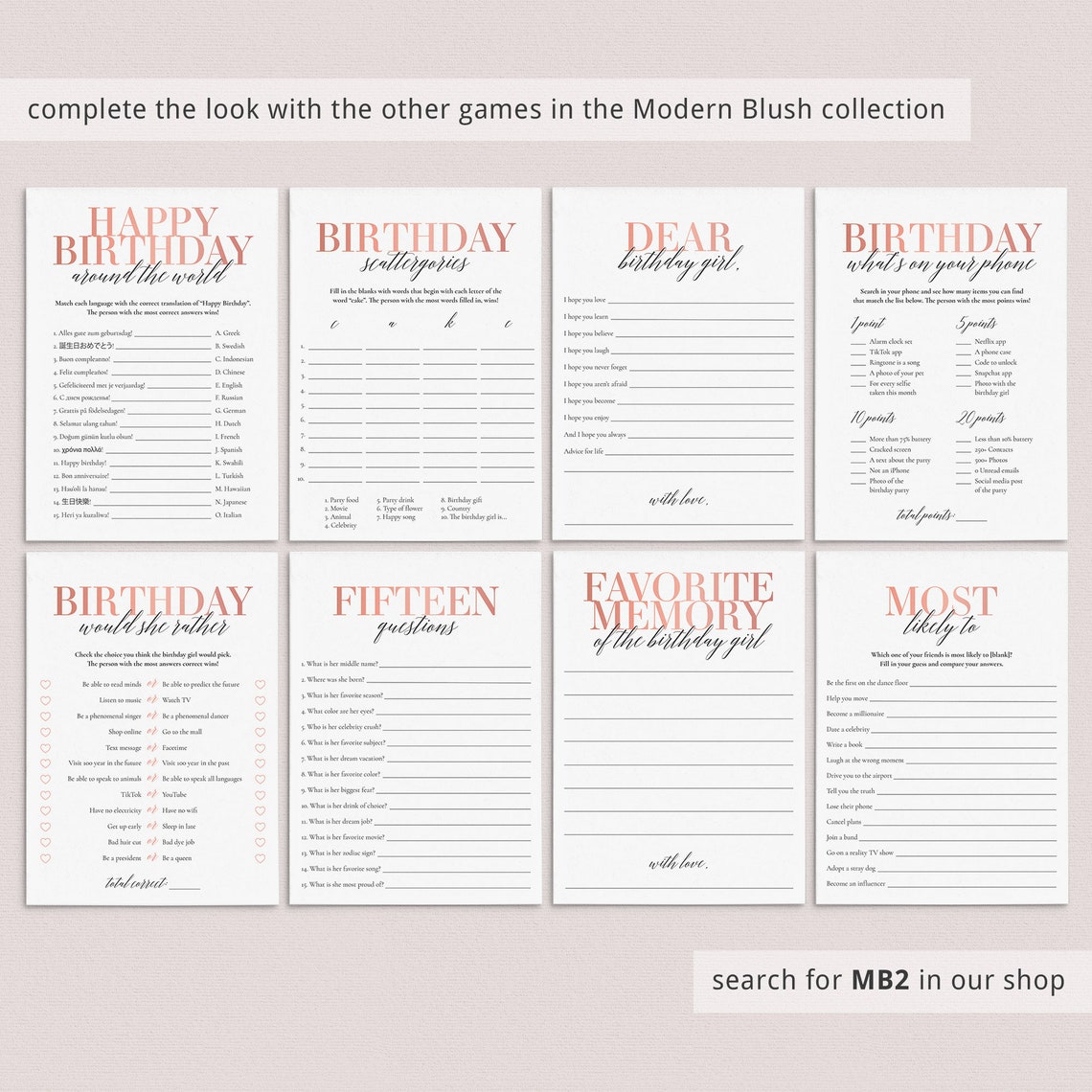 15th Birthday Party Games for Girl Quinceanera Game Bundle Etsy