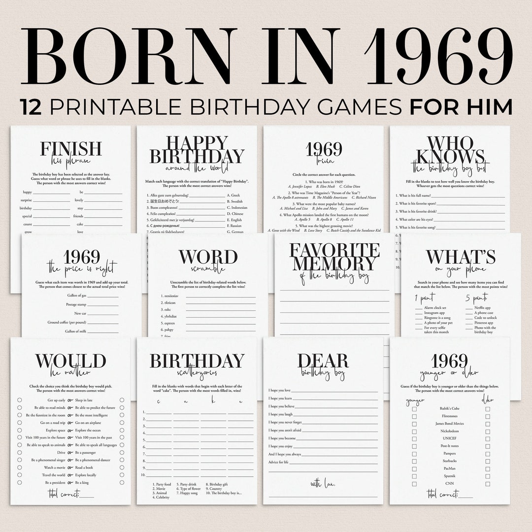55th Birthday Games for Men Born in 1969 Birthday Party Ideas for Him ...