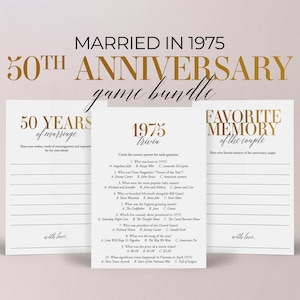 50th Anniversary Party Games Bundle Married in 1975 Trivia Printable 1975 Anniversary Games Gold Anniversary Wishes 50 Years of Marriage MB2