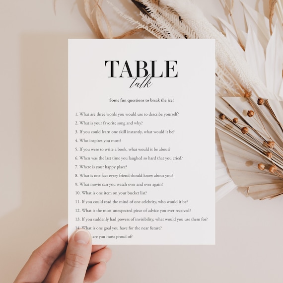 Printable Conversation Starter Table Talk Topics Instant Download Simple Party Starters Icebreaker Questions Ice Breaker Social Event MB2