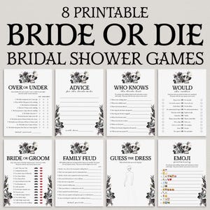 Bride or Die Bridal Shower Games Printable, Till Death Do Us Party, Gothic Hen Night Halloween Bride Games, RIP Single Life Bridal Party FS1
