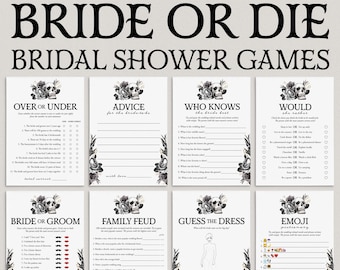 Bride or Die Bridal Shower Games Printable, Till Death Do Us Party, Gothic Hen Night Halloween Bride Games, RIP Single Life Bridal Party FS1