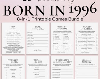 Born in 1996 30th Birthday Games for Woman Fun 30 Birthday Party Games Turning 30 Birthday Dinner for Her 30th Birthday Wish Cards Women PP2