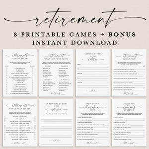 Retirement Games Printable Minimal Retirement Games Retirement Party Games Retirement Advice and Wishes Memory Retirement Ice Breakers ML1