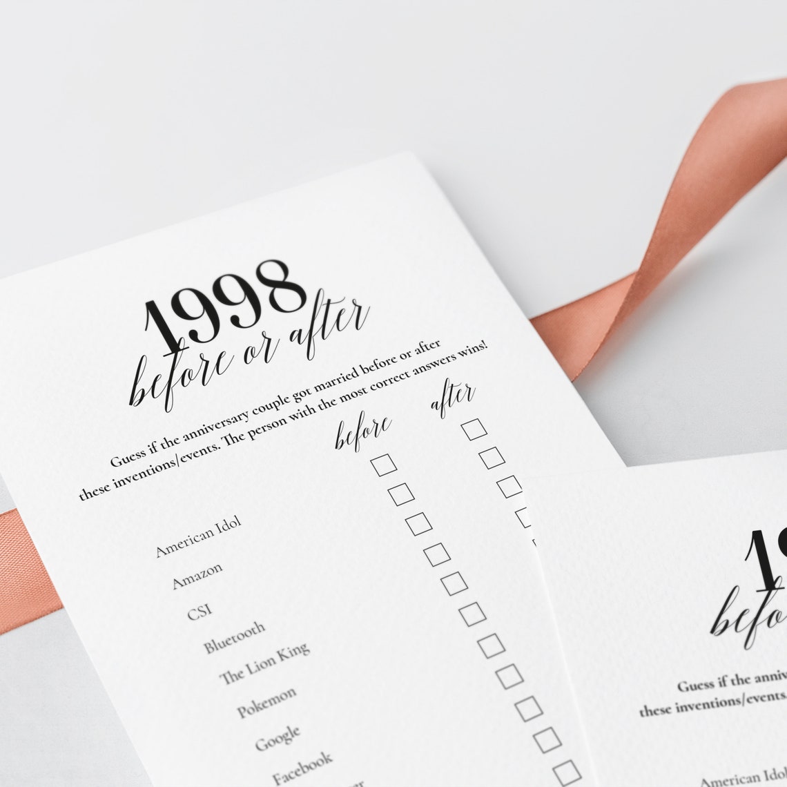 25th Anniversary Games Printable Married in 1998 Games Bundle - Etsy