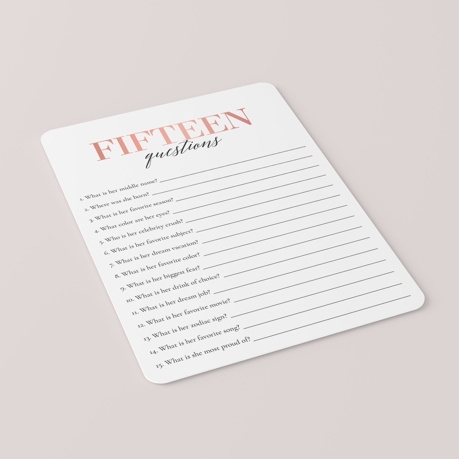 Quinceanera Party Game Printable How Well Do You Know the Etsy