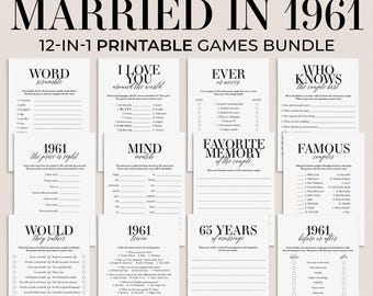 65th Anniversary Games Printable Married in 1961 Games Bundle Blue Sapphire Anniversary 65 Years Married 1961 Party 65 Anniversary Ideas MB2