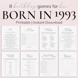 Born in 1993 32nd Birthday Games for Woman Fun 32 Birthday Party Games Turning 32 Birthday Ideas for Her 32nd Birthday Wish Cards Women PP2