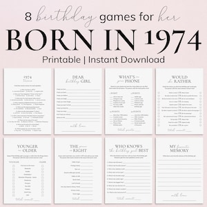 Born in 1974 51st Birthday Games for Her Minimal Birthday Party Games Turning 51 Years Old 51st Birthday Celebration Games for Family PP2