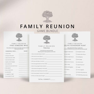Family Reunion Icebreaker Games Printable Family Quiz Night Family Trivia Games for Family Find Someone Who Scavenger Hunt Kids Adults FT1