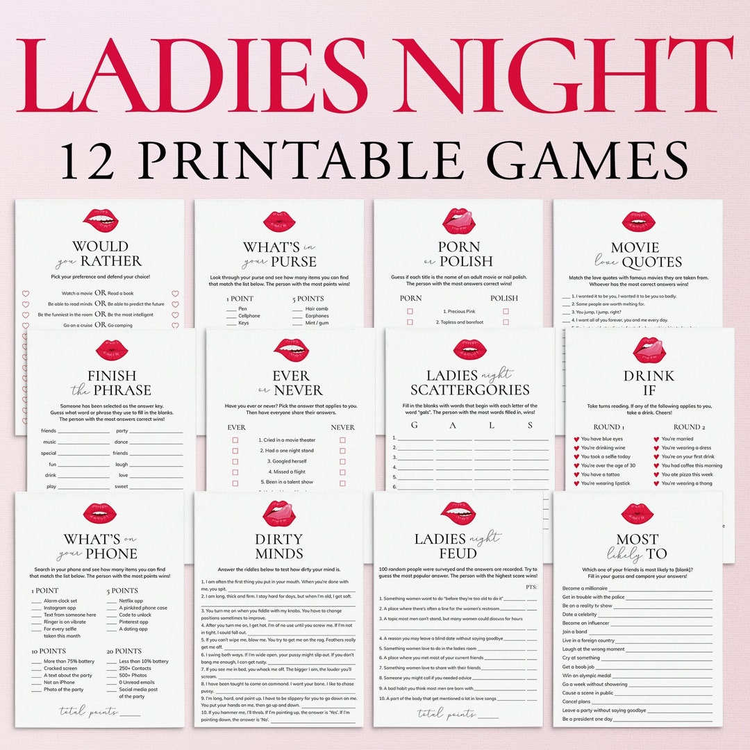 Ladies Night Games Bundle Printable Girls Night at Home Game Ideas